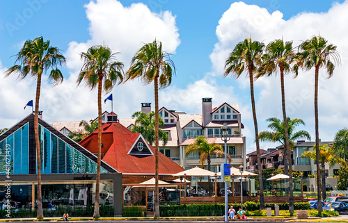 Beautiful spring landscape with palm trees and clouds in Carlsbad,California.