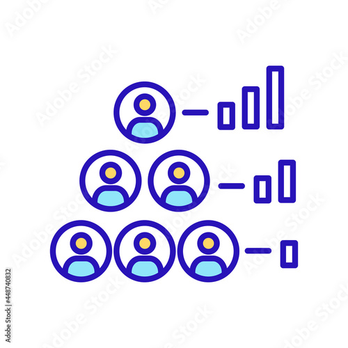 Access for workers RGB color icon. Online business communication system due to hierarchy. Management for digital service for employees. Isolated vector illustration. Simple filled line drawing