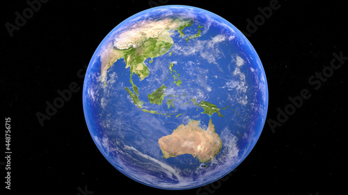 Realistic and detailed Earth and Stars, Australia and Oceania