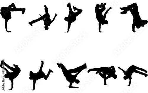 Male Break Dancing silhouette vector