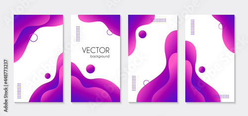 Abstract liquid purple vertical stories templates for social media. Vector organic backgrounds for instagram highlights