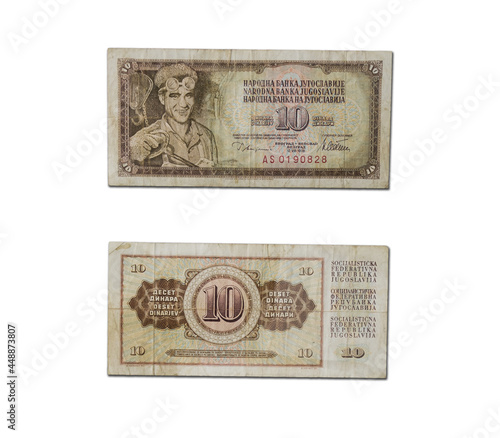 10 Yugoslavian Dinars, vintage banknote