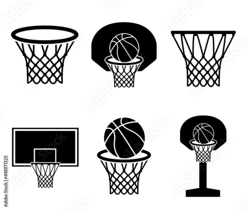 Basketball icon, basketball ring logo isolated on white background