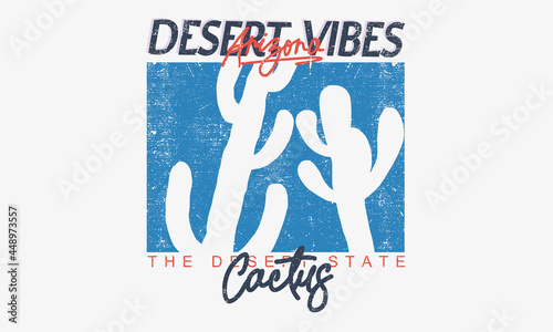 Cactus desert vibes graphic design. Summer t shirt vector artwork.