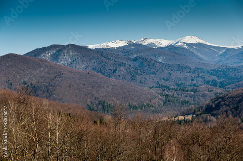 A view of the Bieszczady peaks from the Caryńska Pass, the Bieszczady Mountains
