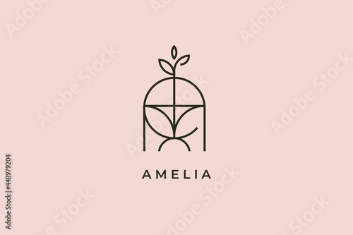 logo name Amelia, usable logo design for private logo, business name card web icon, social media icon