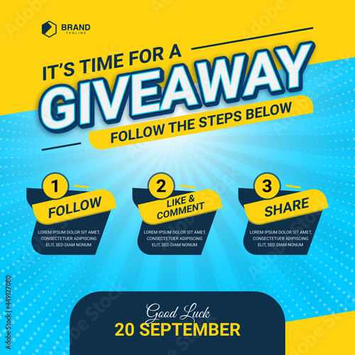 Giveaway steps for social media post with 3 steps to win 