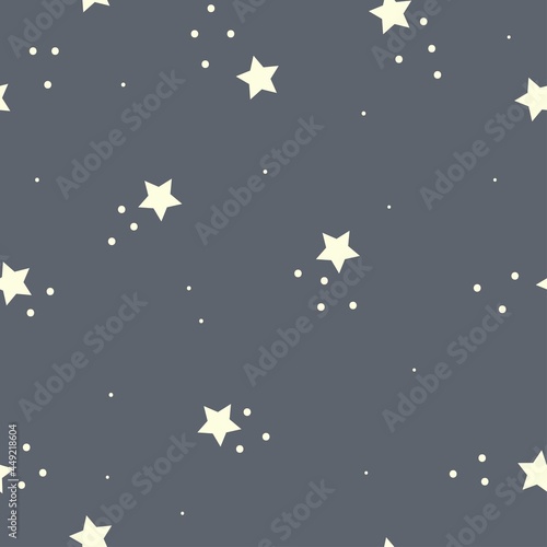 Seamless pattern with stars on grey background