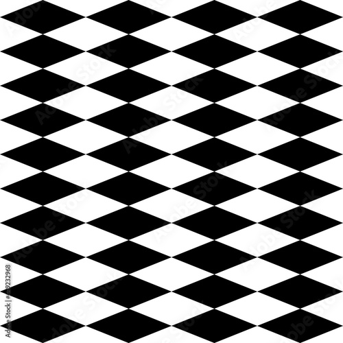 Black and white rhombs. Vector checker ornament with rhombuses.