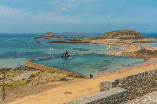 Natural pool at the Plage de Bon-Secours Saint-Malo in French Brittany in the Ille and Vilaine department, France