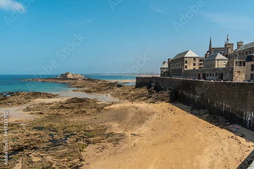 La Grande Plage du Sillon in the coastal town of Saint-Malo in French Brittany in the Ille-et-Vilaine department, France