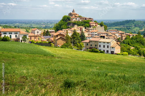 Landscape on the Tortona hills at springtime. View of Sarezzano