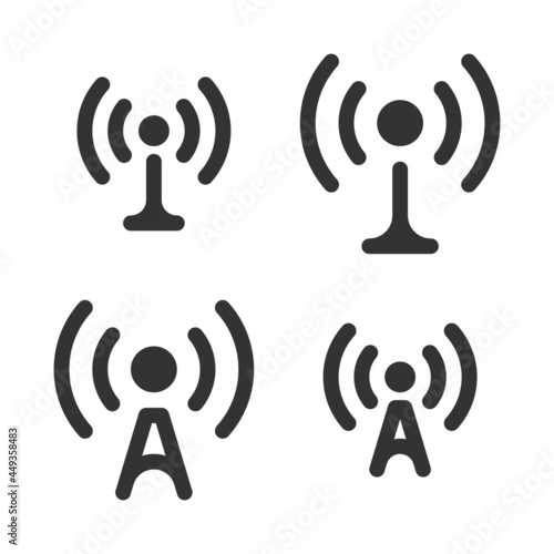 Monochromatic pixel-perfect linear icons of radio repeater built on two base grids of 32 x 32 and 24 x 24 pixels for easy scaling. The initial base line weight is 2 pixels. Editable strokes