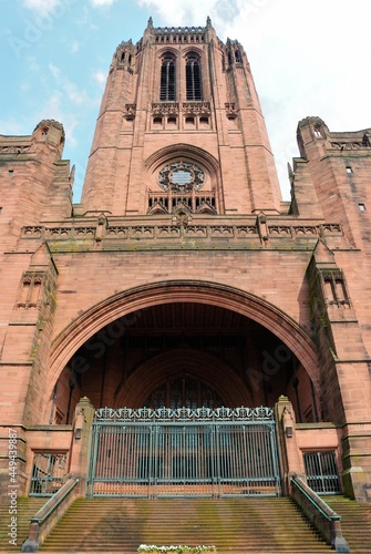 Exterior view of the Gothic Revival style Liverpool Cathedral of the Anglican Diocese built on St James's Mount in 1904 in Liverpool, England, UK