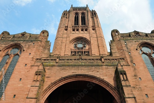Exterior view of the Gothic Revival style Liverpool Cathedral of the Anglican Diocese built on St James's Mount in 1904 in Liverpool, England, UK