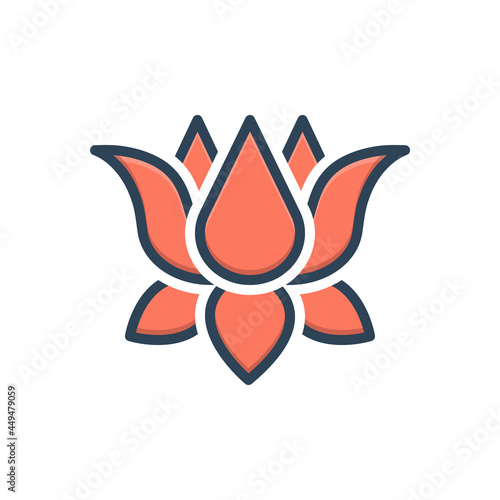 Color illustration icon for lotus