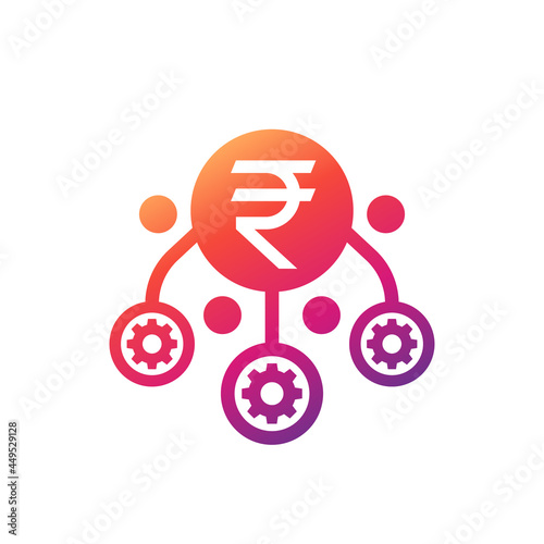 operational costs optimization icon with indian rupee