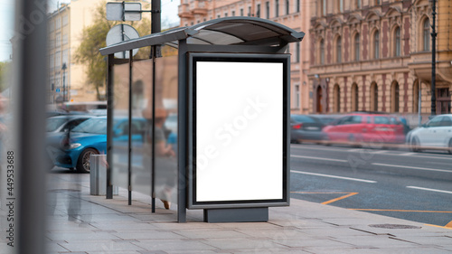 Billboard, poster mockup, in a bus stop
