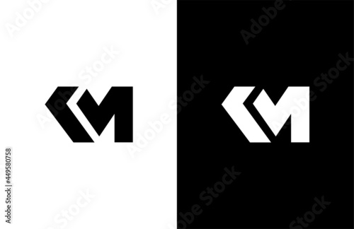 Simple Bold Initial KM Vector Logogram