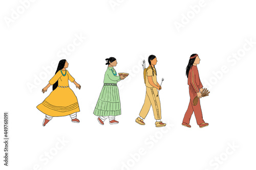 Young people walking in a line