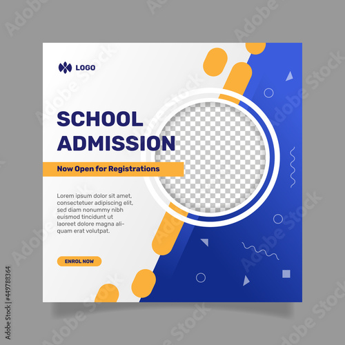 School admission social media web banner flyer. - Vector.