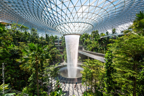 Singapore Changi airport waterfall attraction