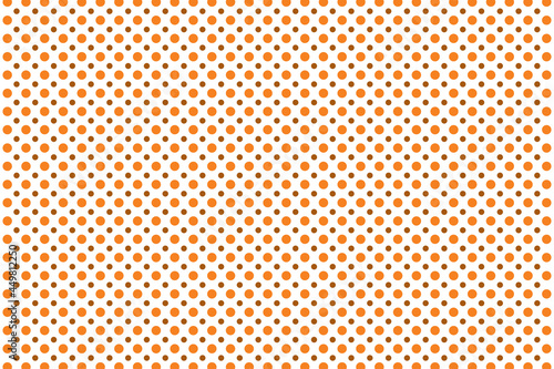 White and Orange Polka Dot seamless pattern. For tablecloths, clothes, shirts, dresses, paper, bedding, blankets, quilts, and other textile products. Vector background.