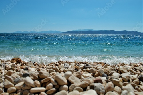plaża, kamienie, woda