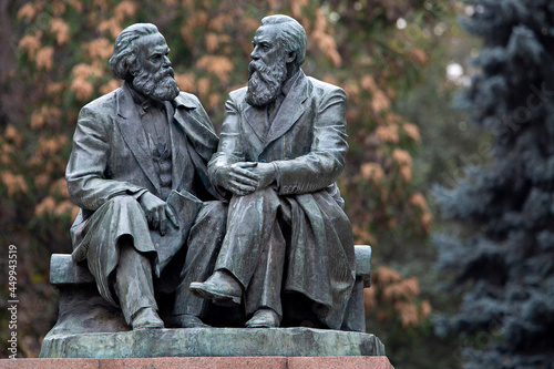 Monument from Soviet era, representing Karl Marx and Friedrich Engels in Bishkek, Kyrgyzstan