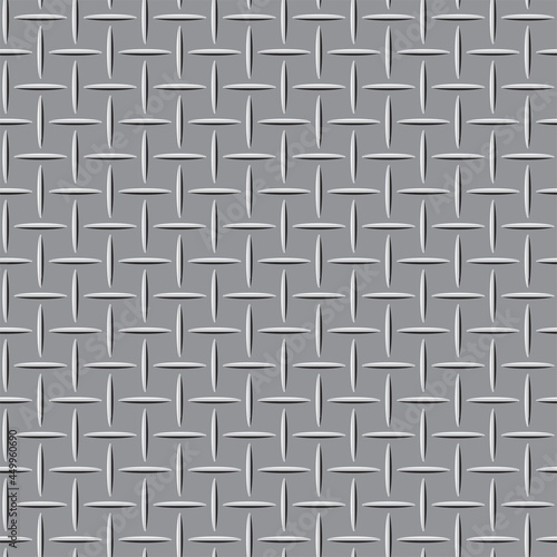 Metal floor checker panel, silver color background.