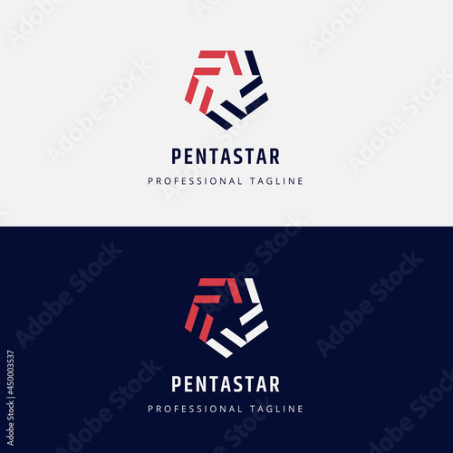 Pentagon Star Logo Template, modern icon combination pentagon and stars.