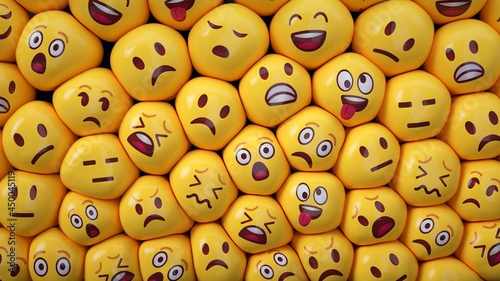 Crowd of people in a small space represented with emoticons.