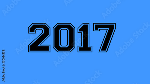 2017 number black lettering blue background
