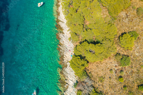 Aerial view of Palinski otoci islands in Hvar, Adriatic Sea in Croatia