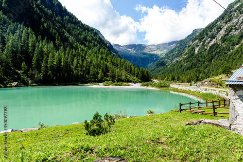 Lake of the fairies to Macugnaga. Artificial lake formed when it was made the barrage of the torrent Quarazza to produce electricity. Piemonte, Italy