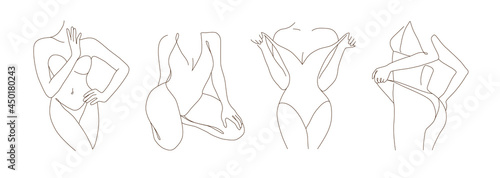 Abstract minimalistic female bodies. Modern single line art. Woman beauty fashion concept, minimalistic style.