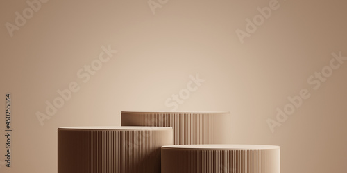 Minimal background.podium and brown background for product presentation. 3d rendering illustration.