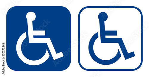 障害者のための国際シンボルマーク（車椅子マーク） 白い背景の車椅子アイコンセット