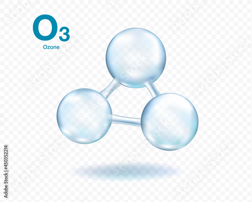 Ozone molecule model set isolated on transparent background. Vector .