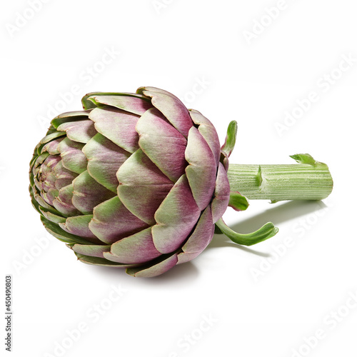 Fresh purple artichoke isolated on white background