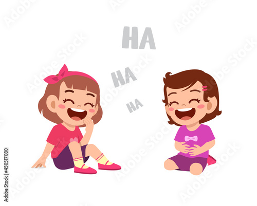 cute little boy laugh together with friend