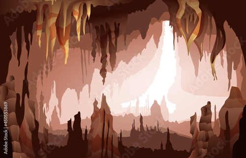 Stalactites Stalagmites Cave Interior View