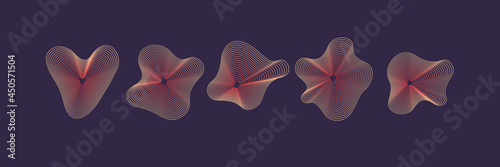 A set of amorphous shapes on a dark background. Abstract vector elements for your design. Graphic images for creativity.