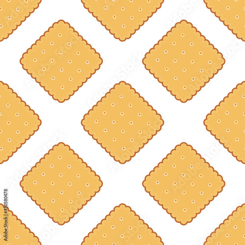 Seamless pattern with square delicious cookies rustic, cracker, biscuit.