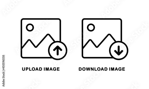 Download or upload picture icon. Image thumbnail sign. Illustration vector