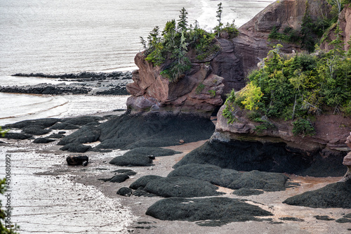 The unusual rock formations at Hopewell Rocks, Bay of Fundy, New Brunswick, Canada