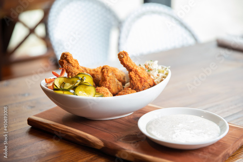 Fried Chicken in a Bowl with Sides