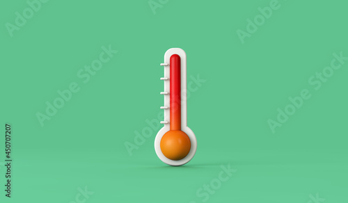 Weather thermometer showing climate change rising temperature levels. 3D Render