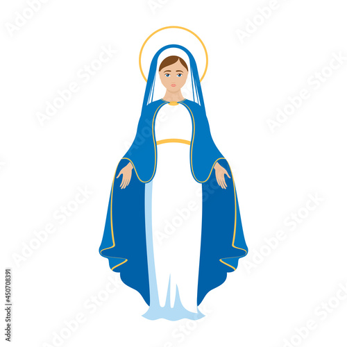Blessed Virgin Mary icon vector. Assumption of Mary vector illustration. Beautiful Virgin Mary icon isolated on a white background