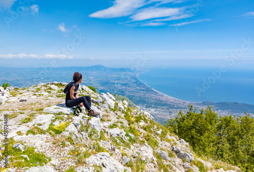 Cima del Redentore (Latina, Italy) - The panoramic peak with religious statue in the Aurunci mountains, over Formia city and Tirreno sea, beside Petrella summit and San Michele Arcangelo hermitage.